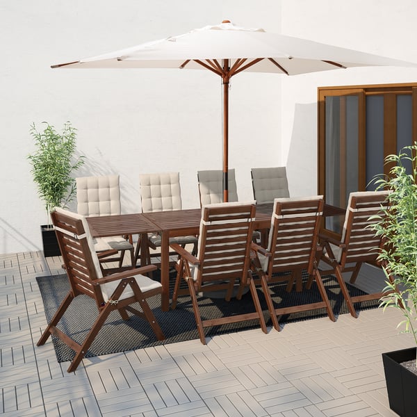 Applaro Table 8 Reclining Chairs Outdoor Brown Stained Ikea