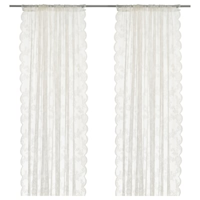 ALVINE SPETS Net curtains, 1 pair, off-white/with rod pocket, 145x250 cm