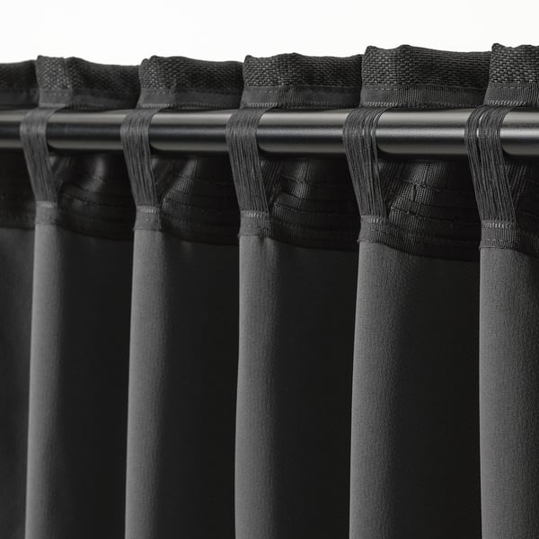 ANNAKAJSA Room darkening curtains, 1 pair, anthracite/with heading tape, 145x250 cm