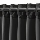 ANNAKAJSA Room darkening curtains, 1 pair, anthracite/with heading tape, 145x250 cm