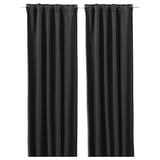 ANNAKAJSA Room darkening curtains, 1 pair, anthracite/with heading tape, 145x250 cm
