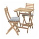 Option: ASKHOLMEN Table+2 folding chairs, outdoor, acacia/Klösan blue, 60x62 cm