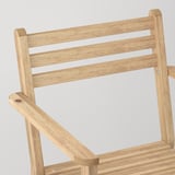 ASKHOLMEN Table+4 chairs w armrests, outdoor, acacia/Kuddarna light grey-beige, 143x75 cm