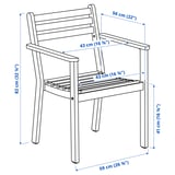 ASKHOLMEN Table+4 chairs w armrests, outdoor, acacia/Kuddarna light grey-beige, 143x75 cm