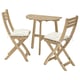 Option: ASKHOLMEN Table f wall+2 fold chairs, outdoor, acacia/Kuddarna light grey-beige, 70x44 cm