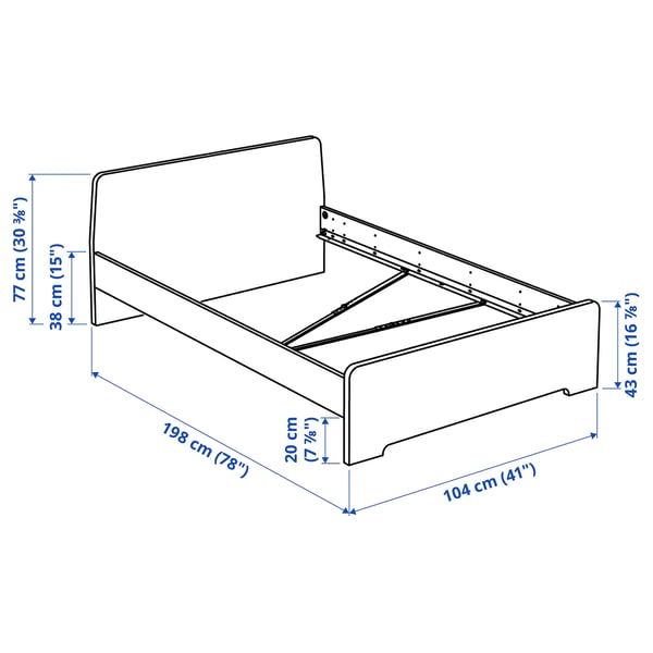 ASKVOLL Bed frame, white/Luröy, Twin