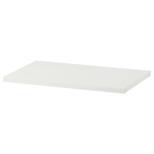 AURDAL white shelf, rectangular, flat top, made of recycled paper and plastic edges.