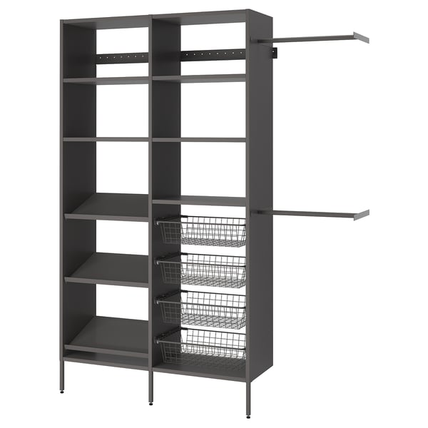 AURDAL Wardrobe combination, dark grey, 179.5-212.5x40x221 cm