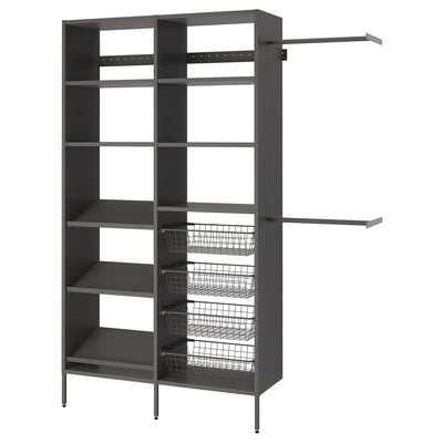 AURDAL Wardrobe combination, dark grey, 179.5-212.5x40x221 cm