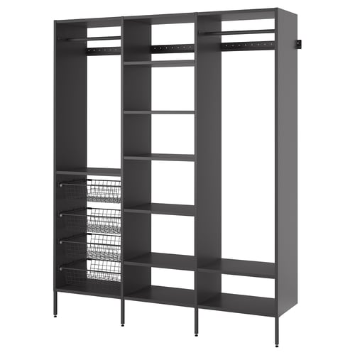 The AURDAL black storage system. Its a modular unit with adjustable shelves and hanging rails, perfect for closets.