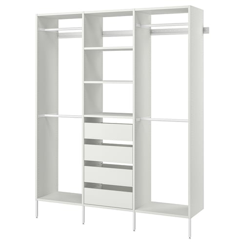 An AURDAL white closet system with shelves and hanging rods for efficient storage.