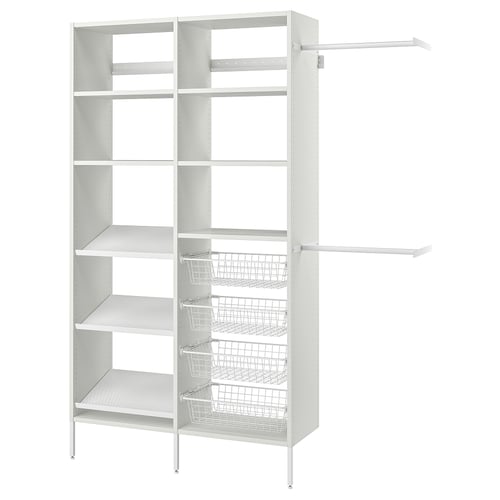 AURDAL white storage system. Adjustable shelves and rails for custom organisation. Premium steel and particleboard design. Perfect for closets.