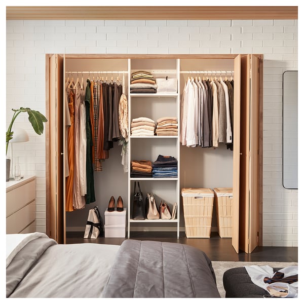 AURDAL Wardrobe combination, white, 174-240x40x221 cm