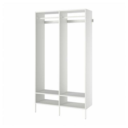 White AURDAL closet, open, customizable, steel, particleboard, adjustable.