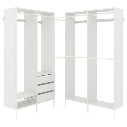 White AURDAL customizable closet system with shelves and drawers.