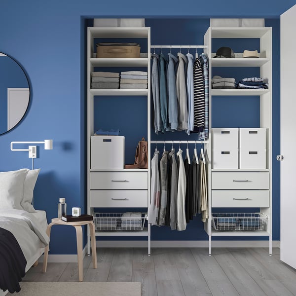 AURDAL Wardrobe combination, white, 182-215x40x221 cm