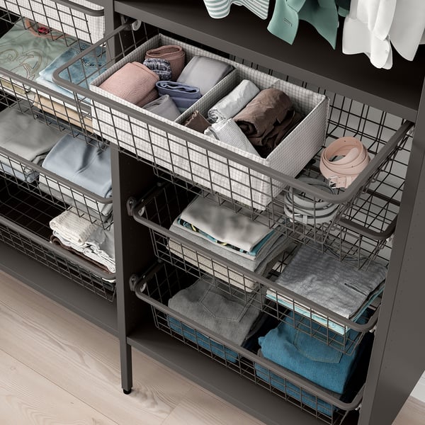 AURDAL Wire basket with pull-out rail, dark grey, 56x40 cm