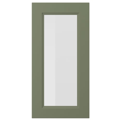 AXSTAD door: green, rectangular, frosted glass panel, modern design.
