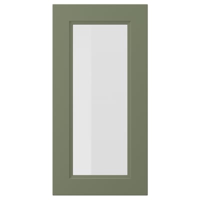 AXSTAD Glass door, grey-green, 38x76 cm
