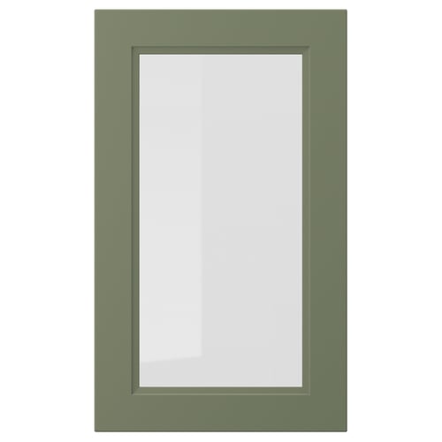 AXSTAD green cabinet door, rectangular with frosted glass panel, matte finish, crafted from abs plastic and fiberboard.