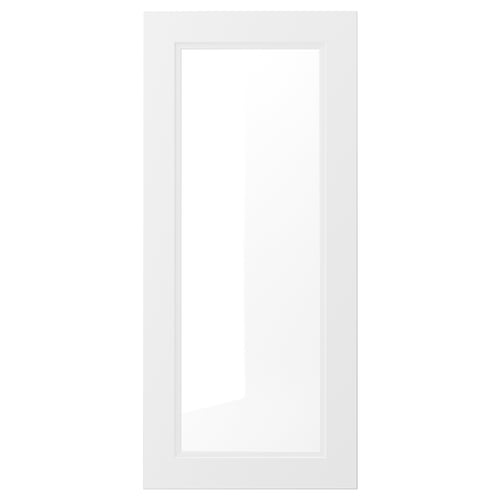 AXSTAD white cabinet door, rectangular, matt finish, soft lines, inset panel, plastic & glass.