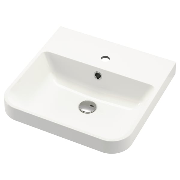 BACKSJÖN Semi-recessed wash-basin, white, 51x50 cm
