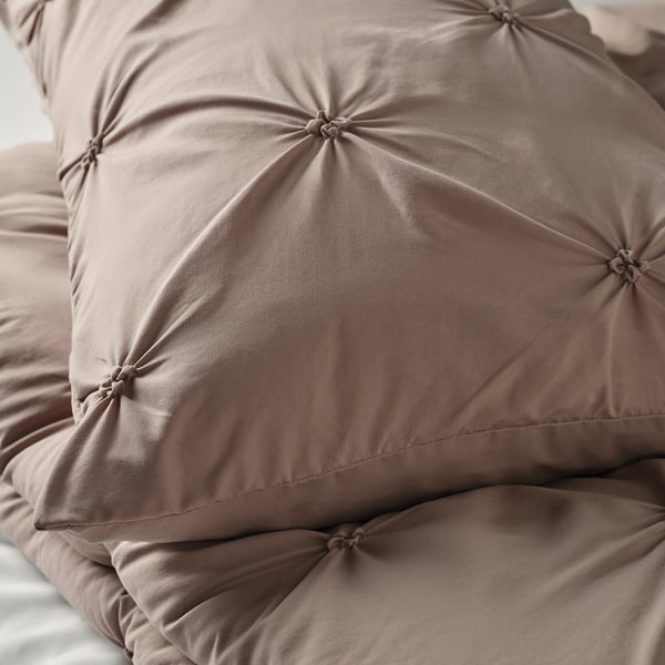 BÄGARKLOCKA Comforter set, grey-beige, King
