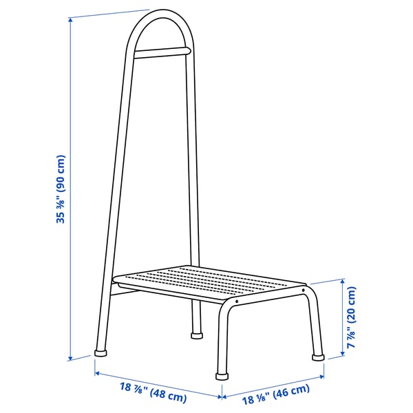 BÄSINGEN Step stool with handrail, anthracite
