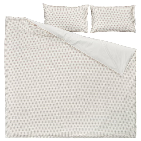BANDKNIPPE duvet set, beige-white, woven cotton, rectangular, cosy.