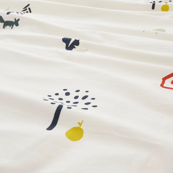 BARNDRÖM Duvet cover and pillowcase, forest animal pattern/multicolour, Twin