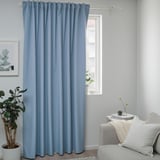 BENGTA Block-out curtain, 1 length, blue/with heading tape, 210x250 cm