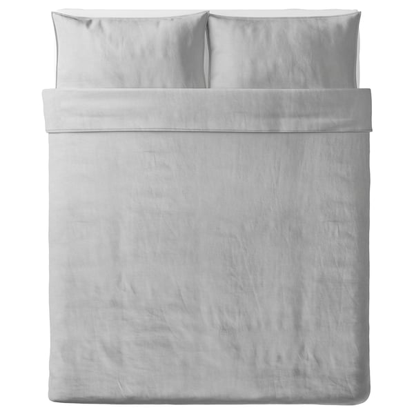 BERGPALM Duvet cover and pillowcase(s), grey/stripe, Full/Queen (Double/Queen)