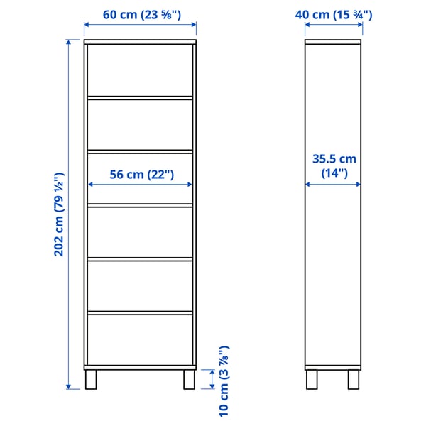 BESTÅ Cabinet unit, white stained oak effect, 60x40x202 cm