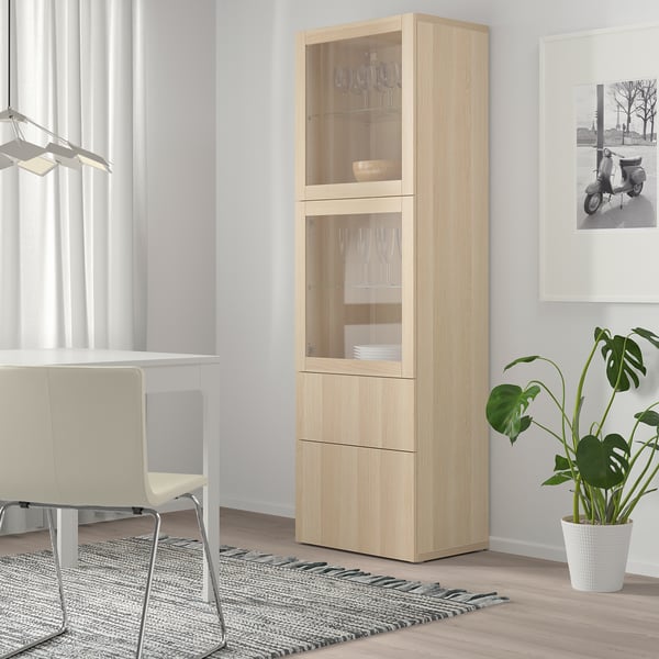 BESTÅ Frame, white stained oak effect, 60x40x192 cm