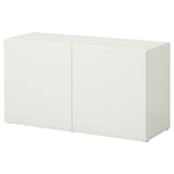 BESTÅ Shelf unit with doors, Laxviken white, 120x42x64 cm