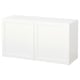 BESTÅ Shelf unit with doors, white/Hanviken white, 120x42x64 cm