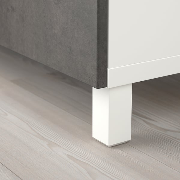 BESTÅ Storage combination with doors, white/Kallviken/Stubbarp concrete effect, 120x42x202 cm