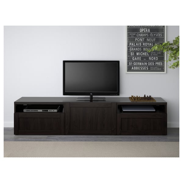 Besta Tv Bench Black Brown Hanviken Black Brown Ikea