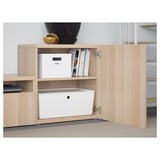 BESTÅ TV storage combination/glass doors, white stained oak effect/Lappviken white stained oak eff clear glass, 300x42x211 cm
