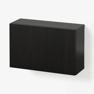 BESTÅ Wall-mounted cabinet combination, black-brown/Lappviken black-brown, 60x22x38 cm