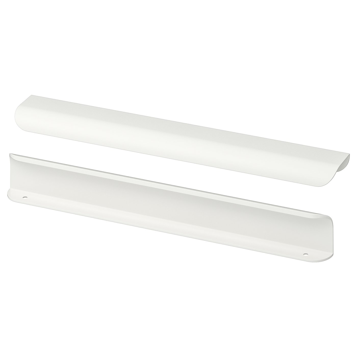 Two sleek white BILLSBRO aluminium handles, modern design, minimalist style.