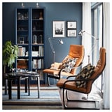 BILLY Bookcase with glass-doors, dark blue, 80x30x202 cm