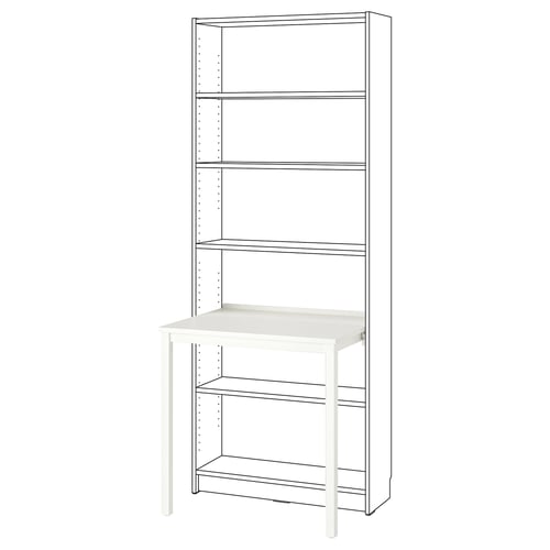 White BILLY desk for bookcase, adjustable height.