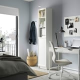 BILLY / OXBERG Bookcase with panel/glass door, white/glass, 40x30x202 cm