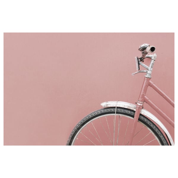 BJÖRKSTA Picture, pink bicycle, 118x78 cm