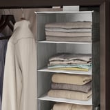 BLÄDDRARE Hanging storage with 7 compartments, grey/patterned, 30x30x90 cm