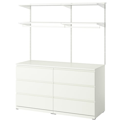 BOAXEL / STORKLINTA Bedroom furniture, set of 2, white/white, 145x48 cm