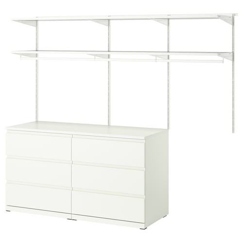 BOAXEL / STORKLINTA Bedroom furniture, set of 2, white/white, 208x48 cm