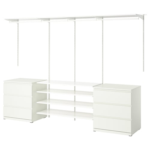 BOAXEL / STORKLINTA Bedroom furniture, set of 3, white/white, 290x48 cm