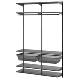 BOAXEL Wardrobe combination, anthracite/metal, 125x40x201 cm